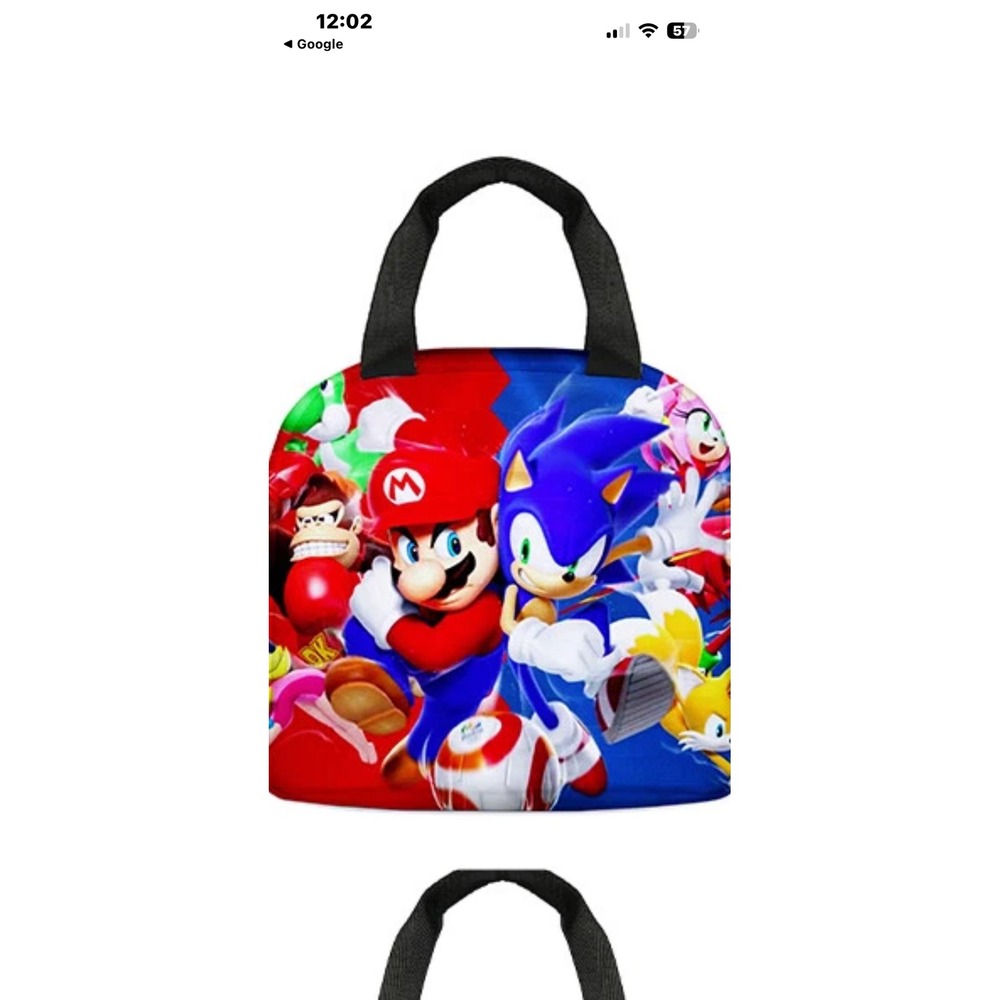 Super Mario Sonic The Hedgehog Lunch Bag Kids Cartoon Character Insulated‎